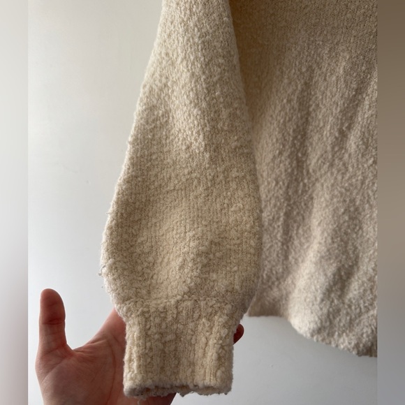 Aerie Cream Wool Oversized Popcorn Texture Mock Neck Sweater - Picture 4 of 6